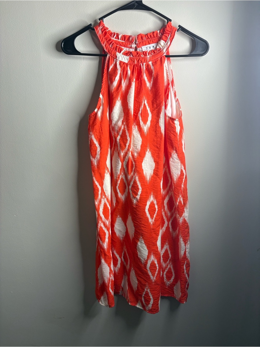 THML Orange and White Sleeveless Mini Dress